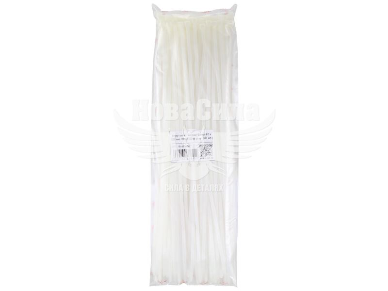Хомут пластиковий білий 4,0х300 (Vortex) (уп. 100шт.) (W-4300-VX)