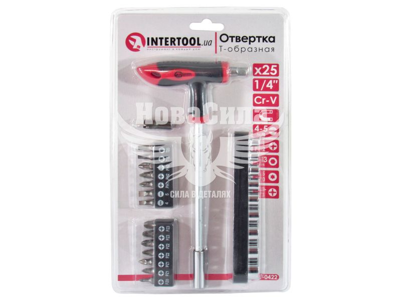 Викрутка Т-образна (Intertool) -/+ 25в1 (HT-0422)