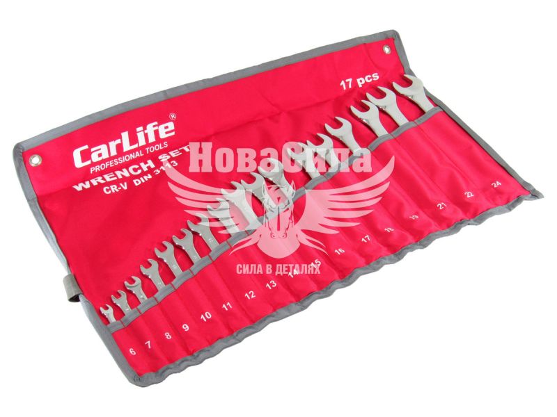 Набір ключів ріжково-накидних (CarLife) 17шт. в чохлі (6-24мм.) (WR4217/P)