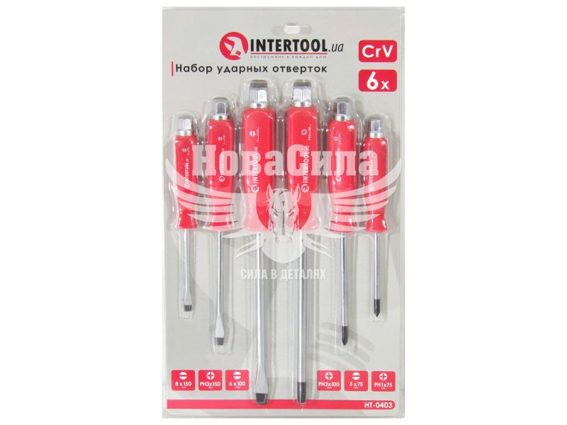 Викрутка (набір) (Intertool) кт. 6шт. -/+ ударні (HT-0403)