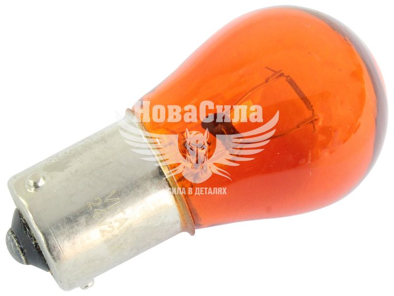 Лампочка 1-но конт. груша жовта 24V-21Вт PY21W BAU15s (Vitano) (Amber) (упак.-10шт.) (6325)