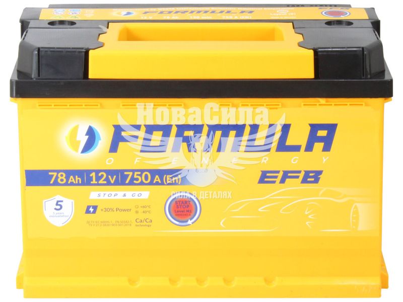 АКБ 78-А/Ч (Formula) EFB (R+) 750A (278х175х190мм.)