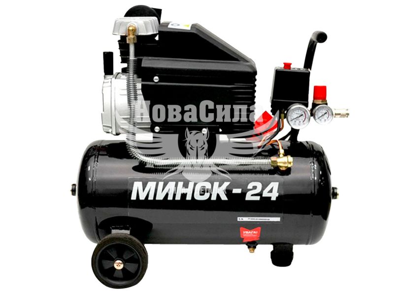 Компресор стаціонарний (Минськ-24) (1-но цил.) 2,0HP.- 1,5кВт.- 8атм.- 190л/хв.- 24л. (PT-0020)