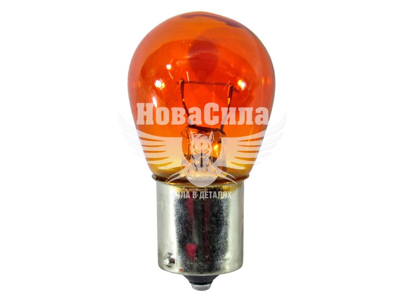 Лампочка 1-но конт. груша жовта 12V-21Вт P21W BA15s (Solar) (упак.-10шт.) (1271)
