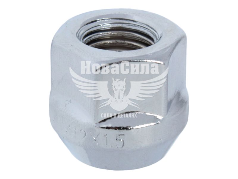 Гайка колеса унів. 12x1.5x18 хром конус відкр. ключ 19 (Walline) (F 309)