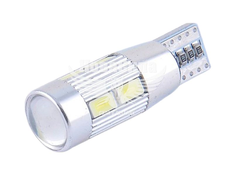 Лампочка без цоколя LED T10_W5W SMD біла 10-діодів 12V W2.1x9.5d CANbus (Solar) (к-т.-2шт.) (SL1348)