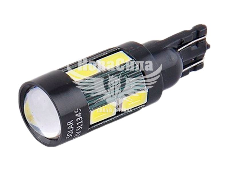 Лампочка без цоколя LED T10_W5W SMD біла 10-діодів 12V W2.1x9.5d (Solar) (к-т.-2шт.) (SL1345)