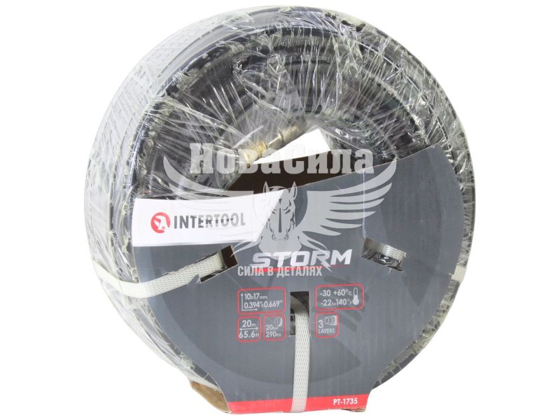 Шланг компресора 10х17мм. 20Атм. 20м. (Intertool) (резиновий підс.) (PT-1735)