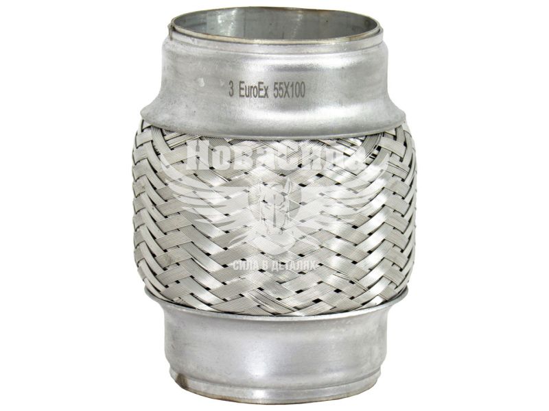 Гофра глушника 55х100мм. 2-х шарова (EuroEx) (довгий фланець) (55X100)