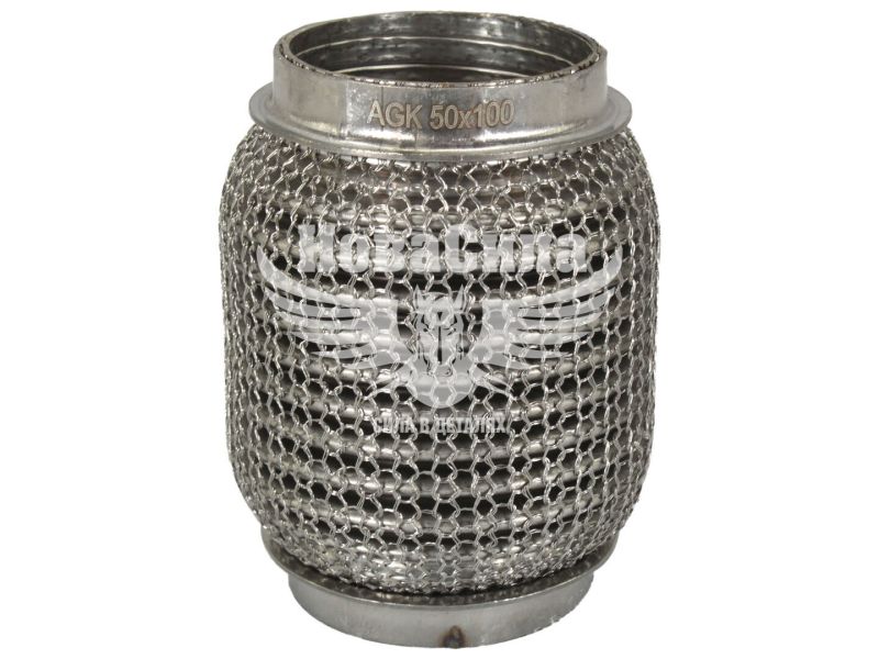 Гофра глушника 50х100мм. 3-х шарова Interlock, кольчуга (AGK) (короткий фланець) (M50100)