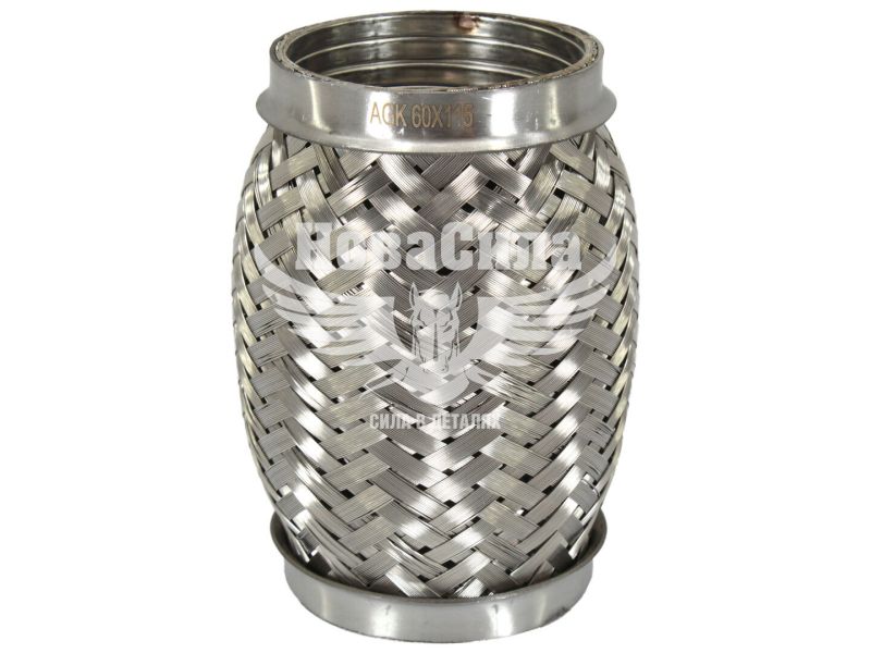 Гофра глушника 60х115мм. 3-х шарова Interlock, (AGK) (короткий фланець) (I60115)
