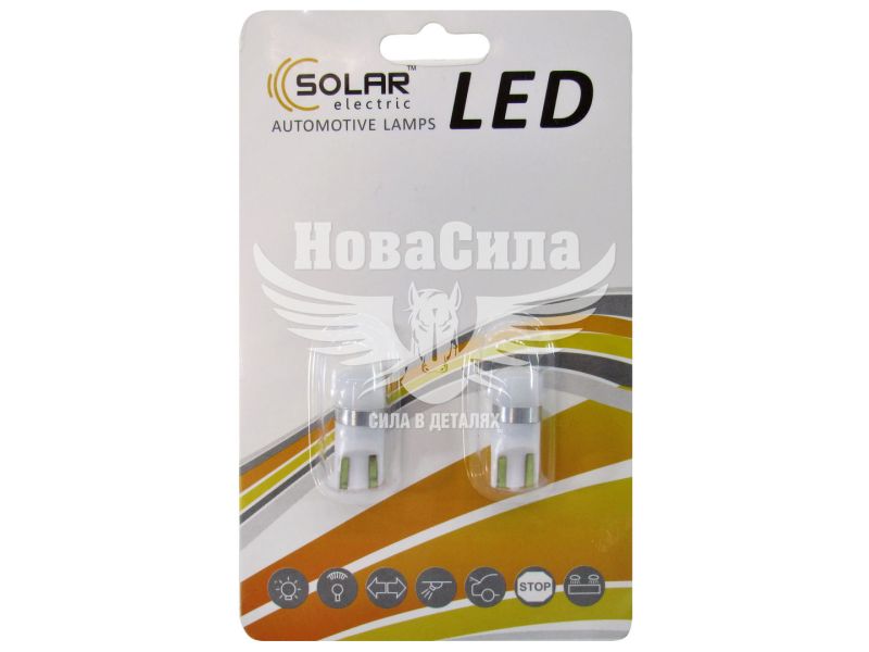Лампочка без цоколя LED T10_W5W SMD біла 1-діод 92lm. 12V W2.1x9.5d (Solar) (к-т.-2шт.) (LS293_B2)