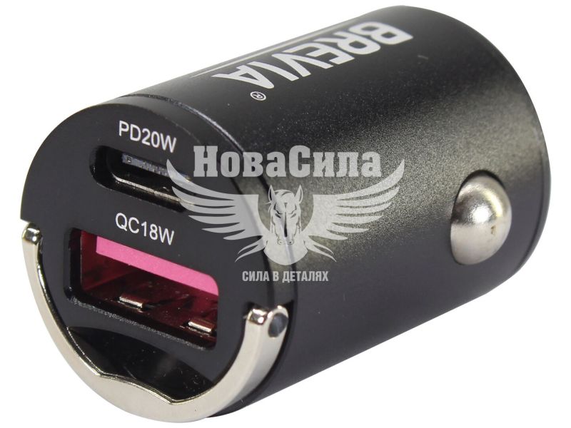 Зарядне для портативних пристроїв 12-24V (Brevia) 1USB-A, 1USB-C, 38W (46038CAMB)