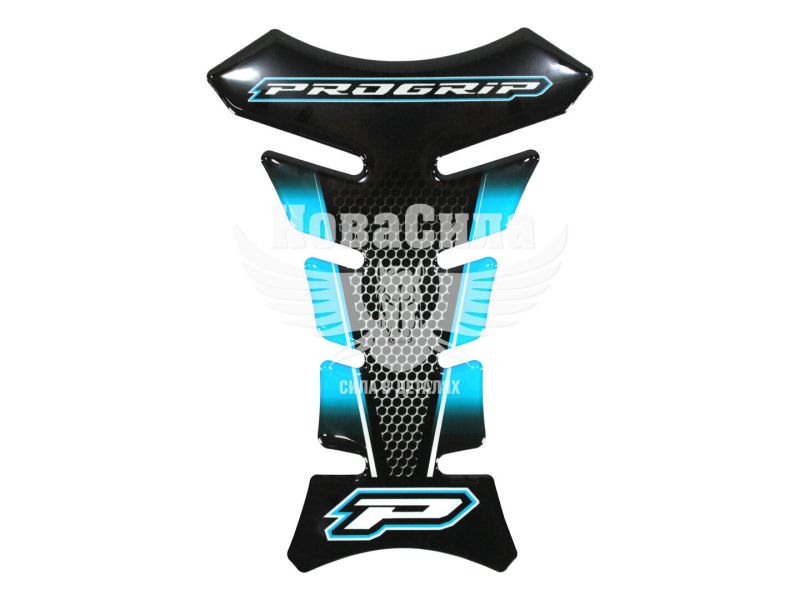 Наклейка на бак мотоцикла PROGRIP (силікон) синя (82-5)