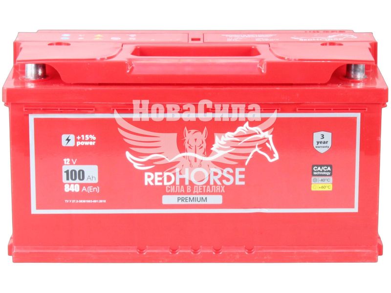 АКБ 100-А/Ч (Red Horse) Premium (L+) 840A (353х175х190мм.)