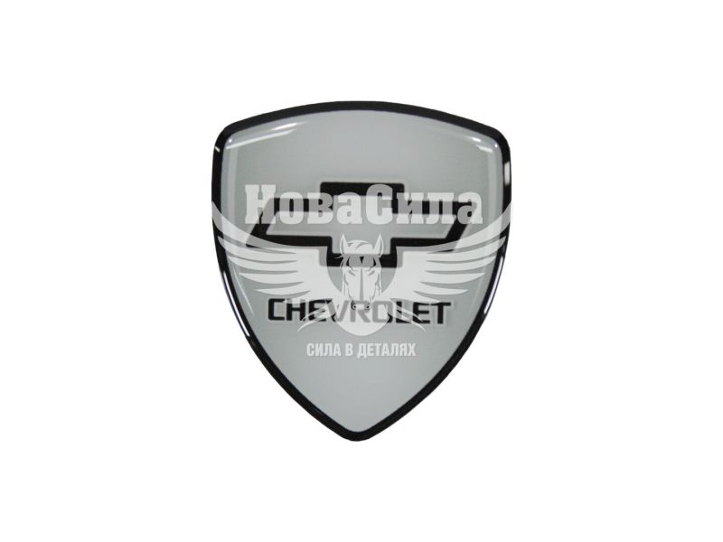 Наклейка логотип Chevrolet в формі щита (силікон) 6х5,3 (77-51)