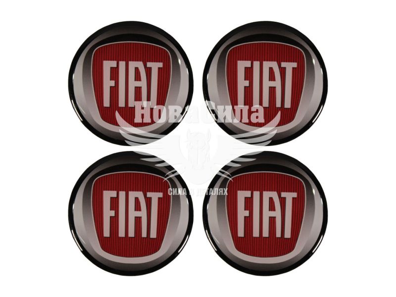 Наклейка Fiat на ковпаки (силікон) червона діам. 5х5 (67-89)