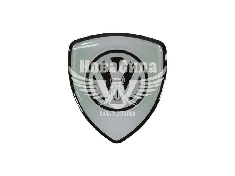 Наклейка логотип Volkswagen в формі щита (силікон) 6х5,3 (77-3)