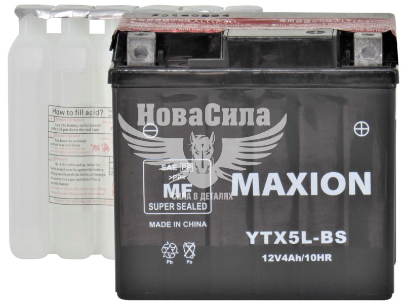 АКБ мото кислотний 12V 4-А/Ч R+ (Maxion) (113х70х105) (YTX5L-BS)