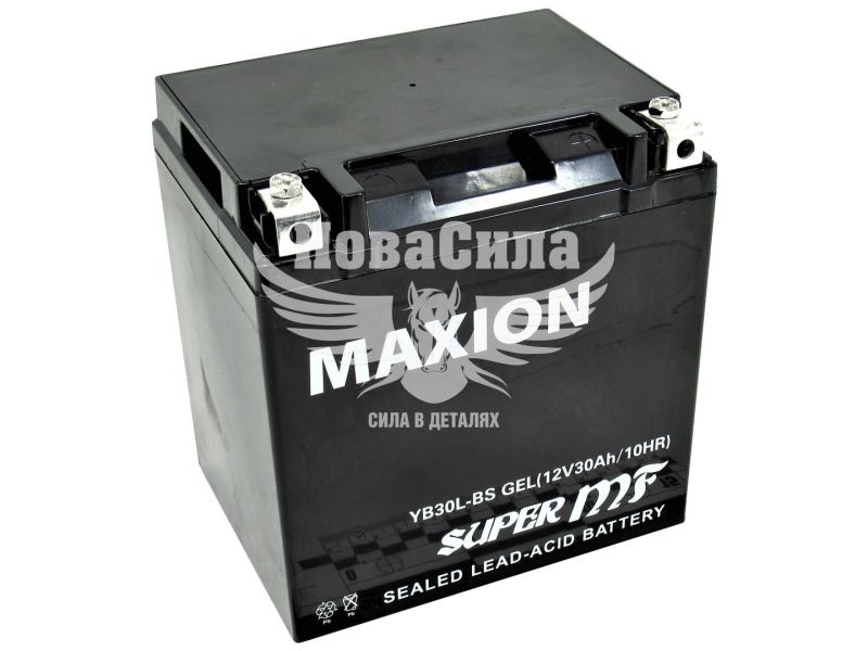 АКБ мото гелевий 12V 30-А/Ч R+ (Maxion) (166х126х176) (YB 30L-BS)