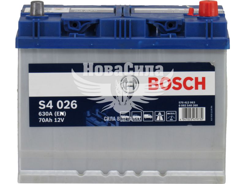 АКБ Азія 70-А/Ч (Bosch) S-4 (R+) 630A (261х175х220мм.) (0092S40260)