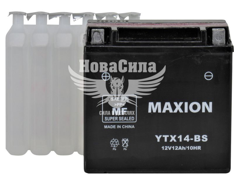 АКБ мото кислотний 12V 12-А/Ч L+ (Maxion) (150х87х145) (YTX14-BS)