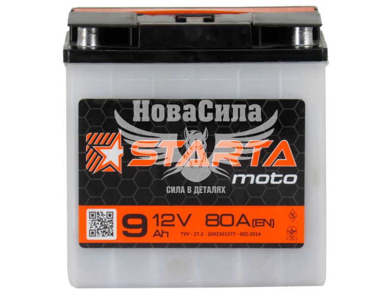 АКБ мото кислотний 12V 9-А/Ч R+ (Starta) (80A круг. клема)