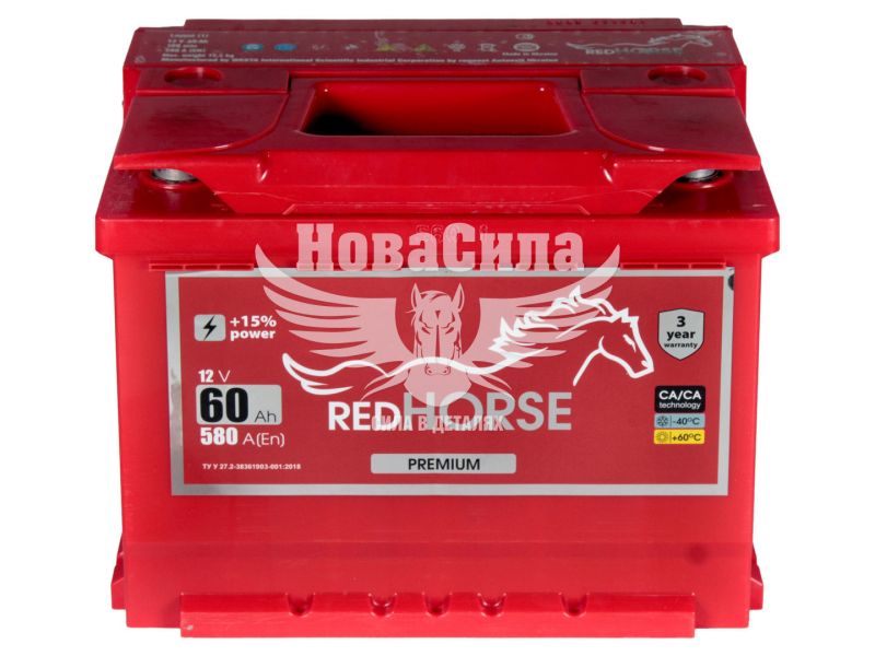 АКБ 60-А/Ч (Red Horse) Premium (L+) 580A (242х175х190мм.)