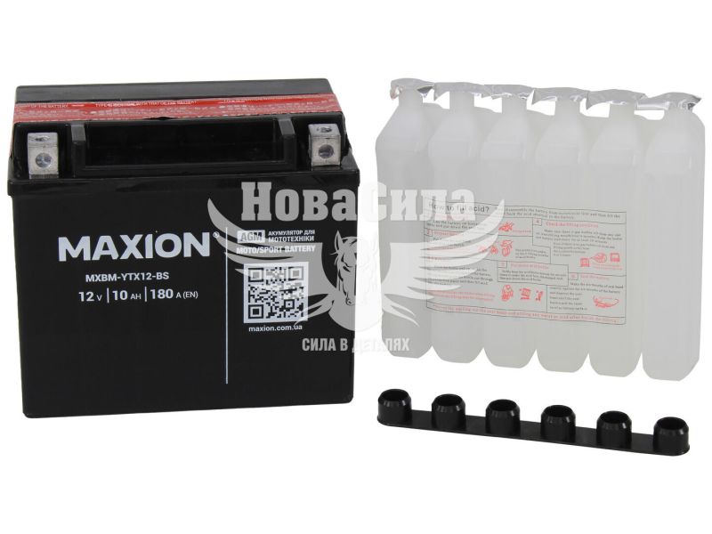 АКБ мото гелевий 12V 10-А/Ч L+ (Maxion) (150х87х130) (YTX12-BS GEL)