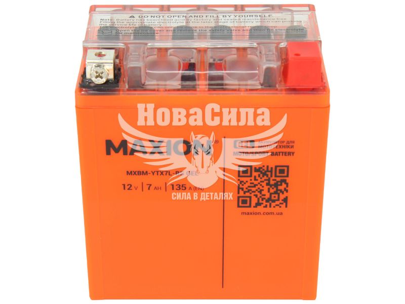 АКБ мото гелевий 12V 7-А/Ч R+ (Maxion) (113х70х132) (YTX7L-BS GEL)