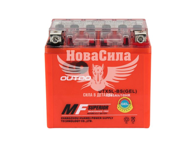 АКБ мото гелевий 12V 5-А/Ч R+ (OUTDO) (113х70х108) (YTX 5L-BS)