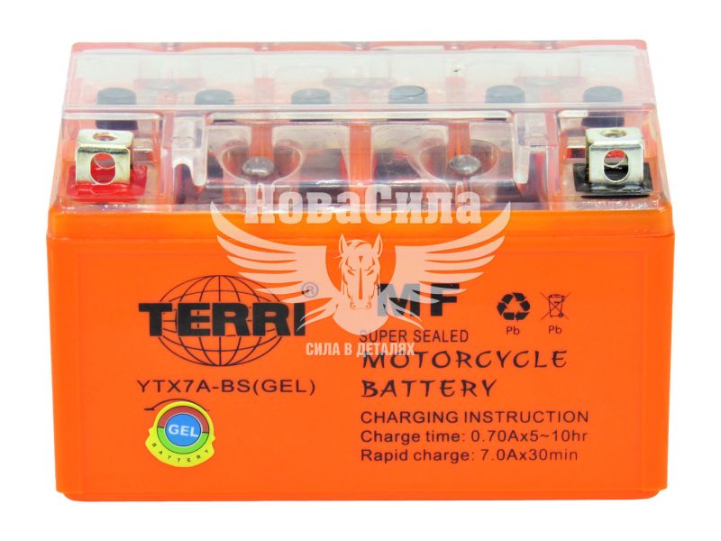 АКБ мото гелевий 12V 7-А/Ч L+ (Terri) (150х87х107)