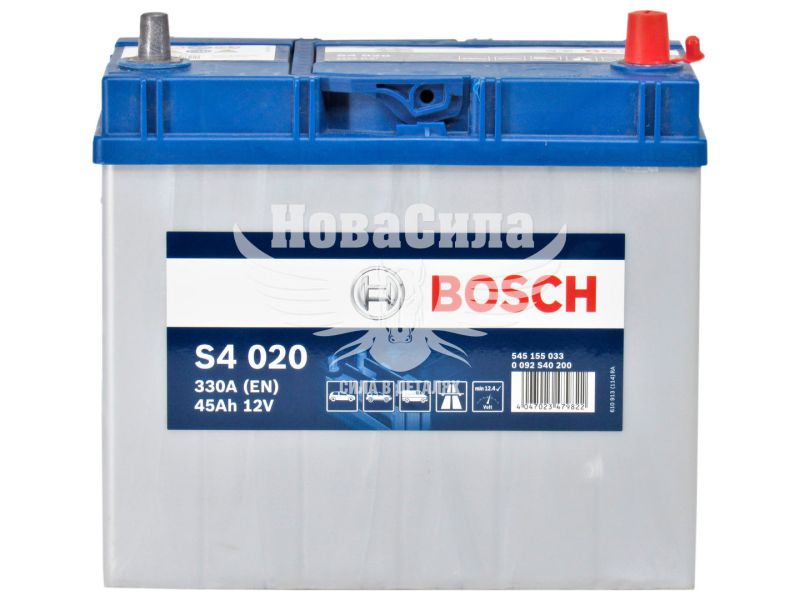 АКБ Азія 45-А/Ч (Bosch) S-4 (R+) 330A (238х129х227мм.) тонкі клеми (0092S40200)