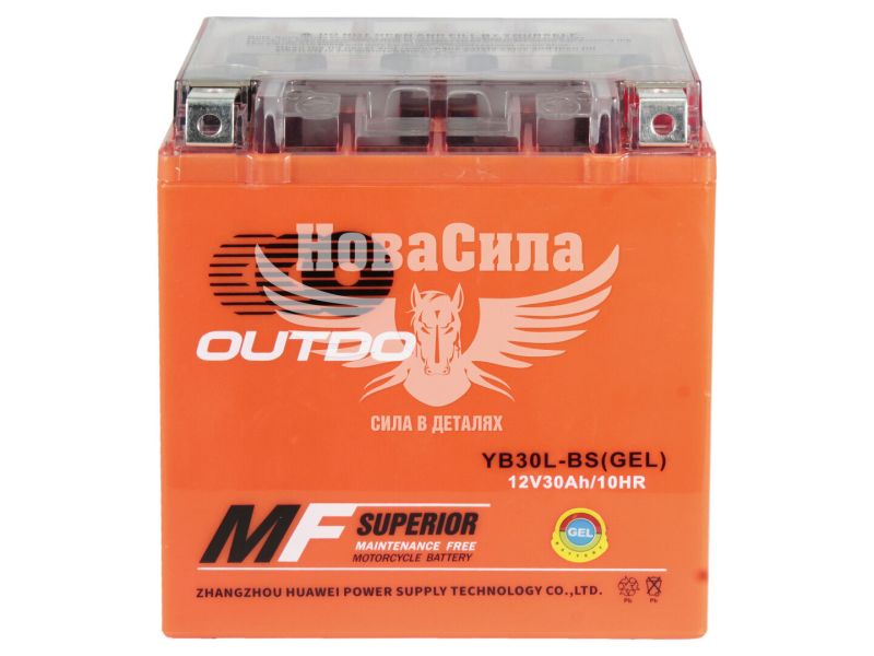 АКБ мото гелевий 12V 30-А/Ч R+ (OUTDO) (166х126х176) (YB 30L-BS)
