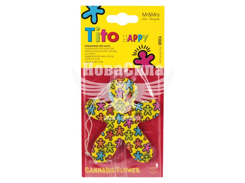 Ароматизатор (Mr&Mrs) Tito Happy Multicolor Yellow Cannabis Flower (суха картка) (JTITOPAP05V01)