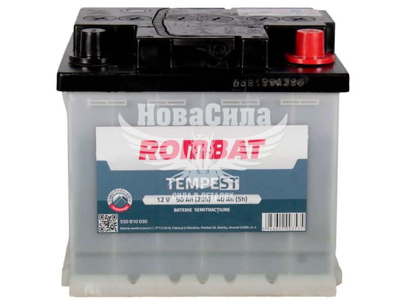АКБ напівтяговий 12V 50-А/Ч R+ (Rombat) (кислотний, 207x175x190мм) (STL1550)