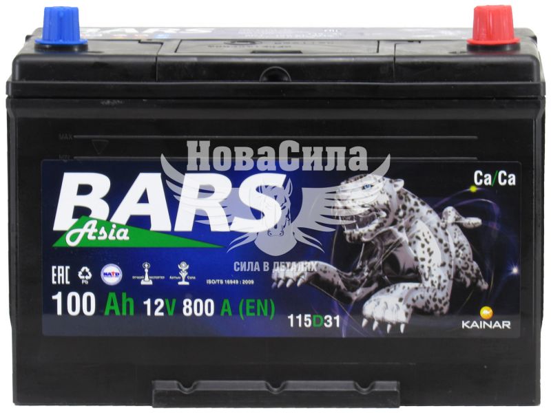 АКБ Азія 100-А/Ч (Bars) (R+) 800A (304х173х220мм.) чорний корпус (090 18 36 01 0031 09 11 0 L_BA)