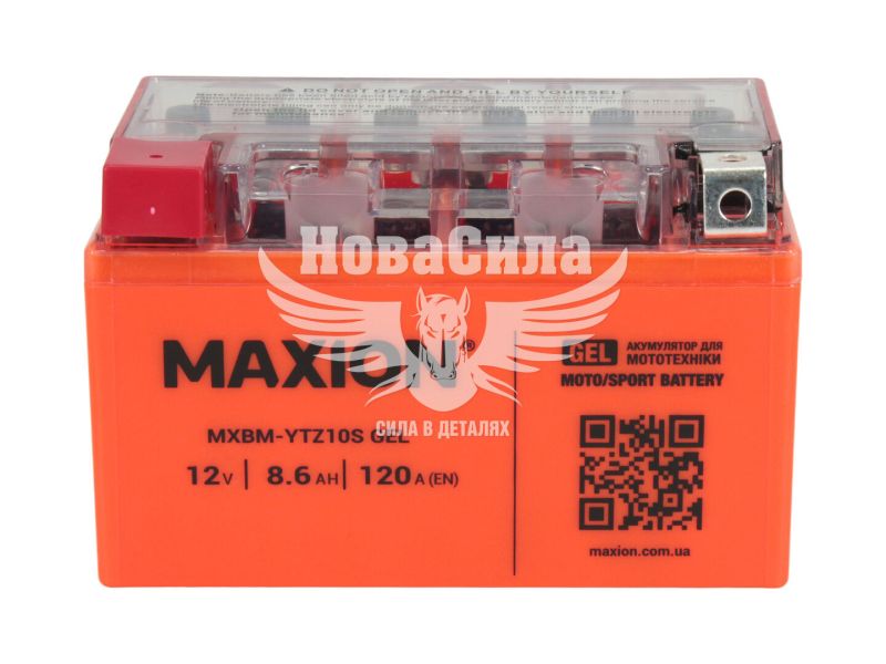 АКБ мото гелевий 12V 8,6-А/Ч L+ (Maxion) (150х87х94) (YTZ10S GEL)