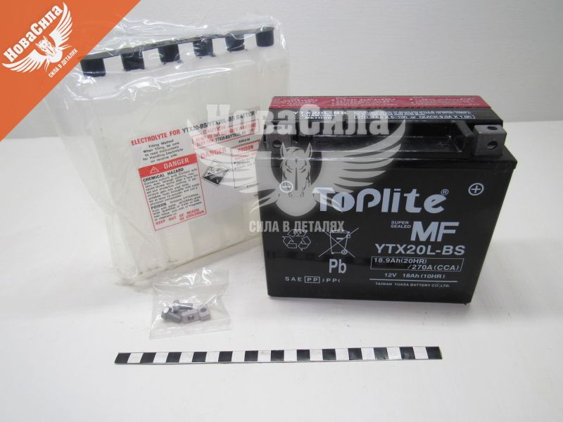 АКБ мото кислотний 12V 18-А/Ч R+ (Toplite) (YTX20L-BS)