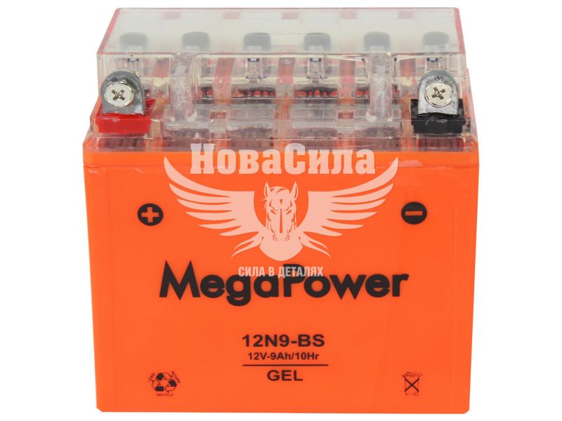 АКБ мото гелевий 12V 9-А/Ч L+ (MegaPower) (135x76x135) (12N9-BS)