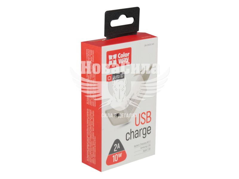 Зарядне для портативних пристроїв 220V (ColorWay) 1USB-A 5V / 2000mA (CW-CHS012-WT)