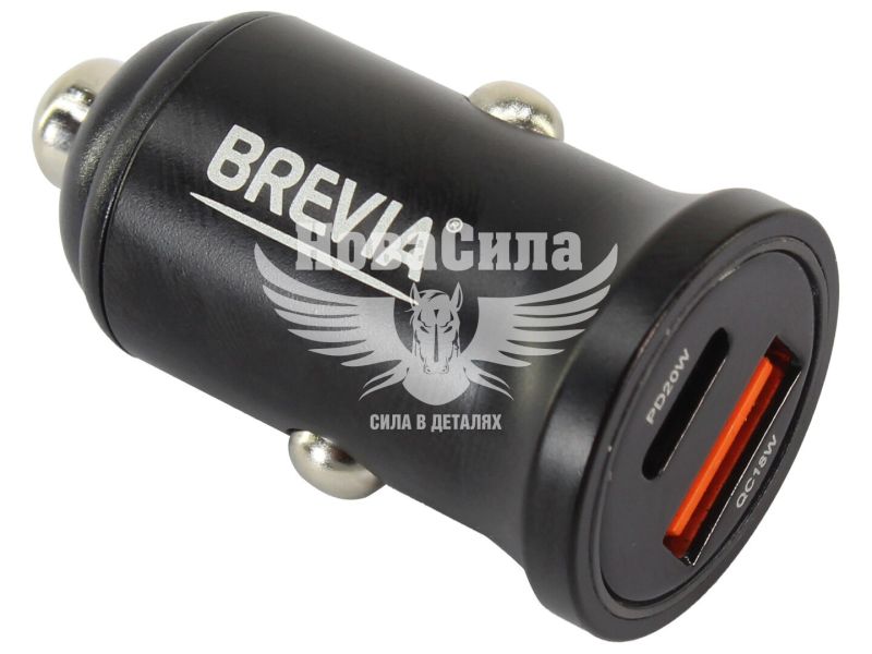 Зарядне для портативних пристроїв 12-24V (Brevia) 1USB-A, 1USB-C, 38W, Дисплей (46038CALB)
