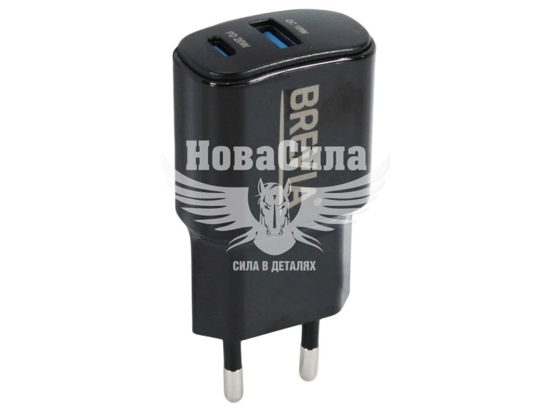 Зарядне для портативних пристроїв 220V (Brevia) 1USB-A, 1USB-C, 20W (45020CAB)