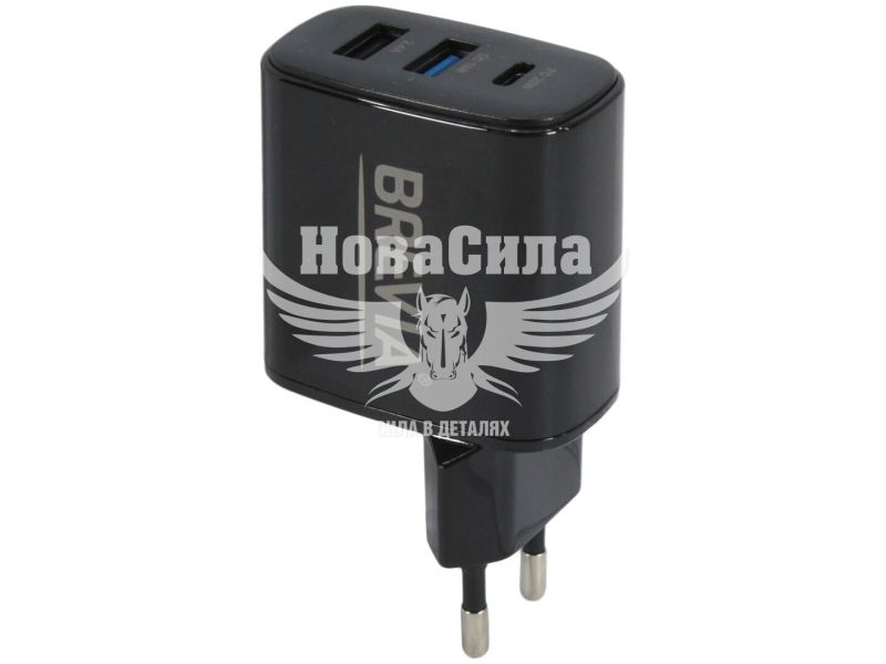 Зарядне для портативних пристроїв 220V (Brevia) 2USB-A, 1USB-C, 30W (45030DUCB)