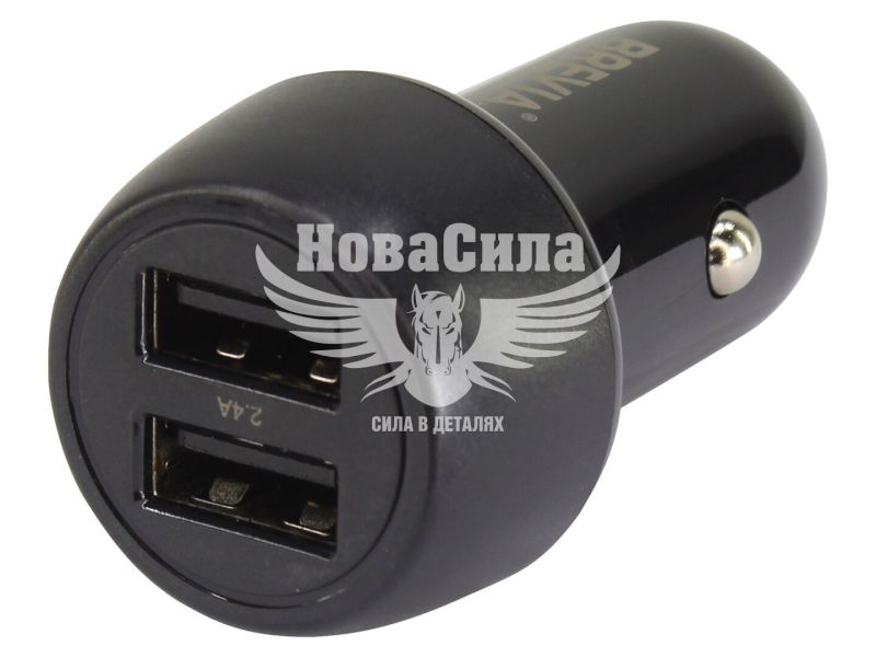 Зарядне для портативних пристроїв 12-24V (Brevia) 2USB-A, 12W (46012DUB)