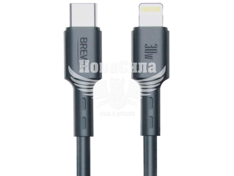 Кабель для зарядки моб. телеф. Type-C to Lightning (Brevia) 1м. чорний, 30W, Box (51100) (51100BCLC1)