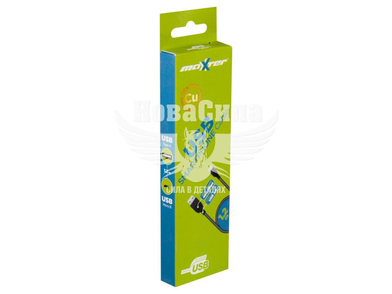 Кабель для зарядки моб. телеф. USB-A to MicroUSB (Maxxter) 1.2м. чорний (UB-AMM-1.2M)
