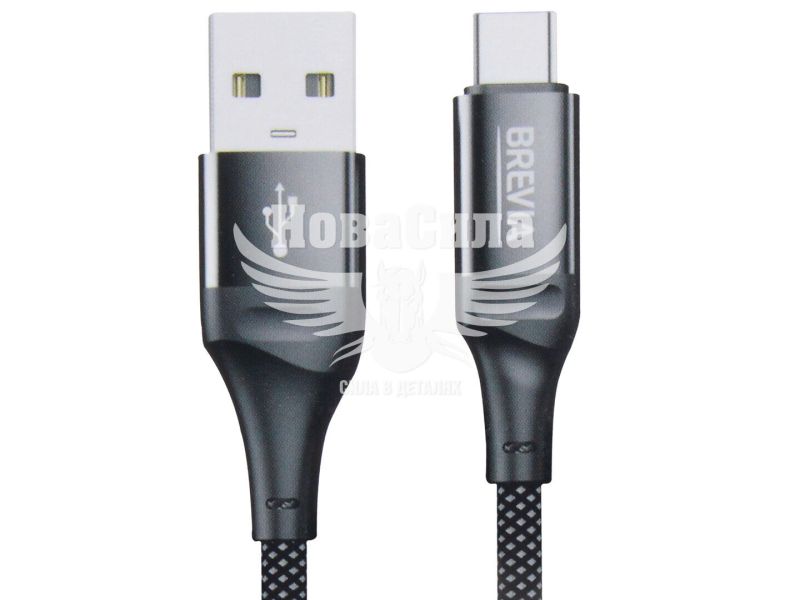 Кабель для зарядки моб. телеф. USB-A to Type-C (Brevia) 1м. чорний, Box (56100) (56100BUCC1)