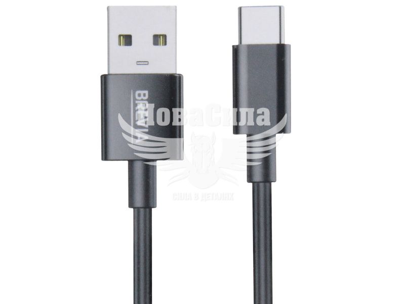 Кабель для зарядки моб. телеф. USB-A to Type-C (Brevia) 1м. чорний, Box (55100) (55100BUCC1)