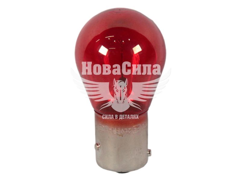 Лампочка 1-но конт. груша червона 12V-21Вт BAW15S BA15s (Philips) (12088 CP)